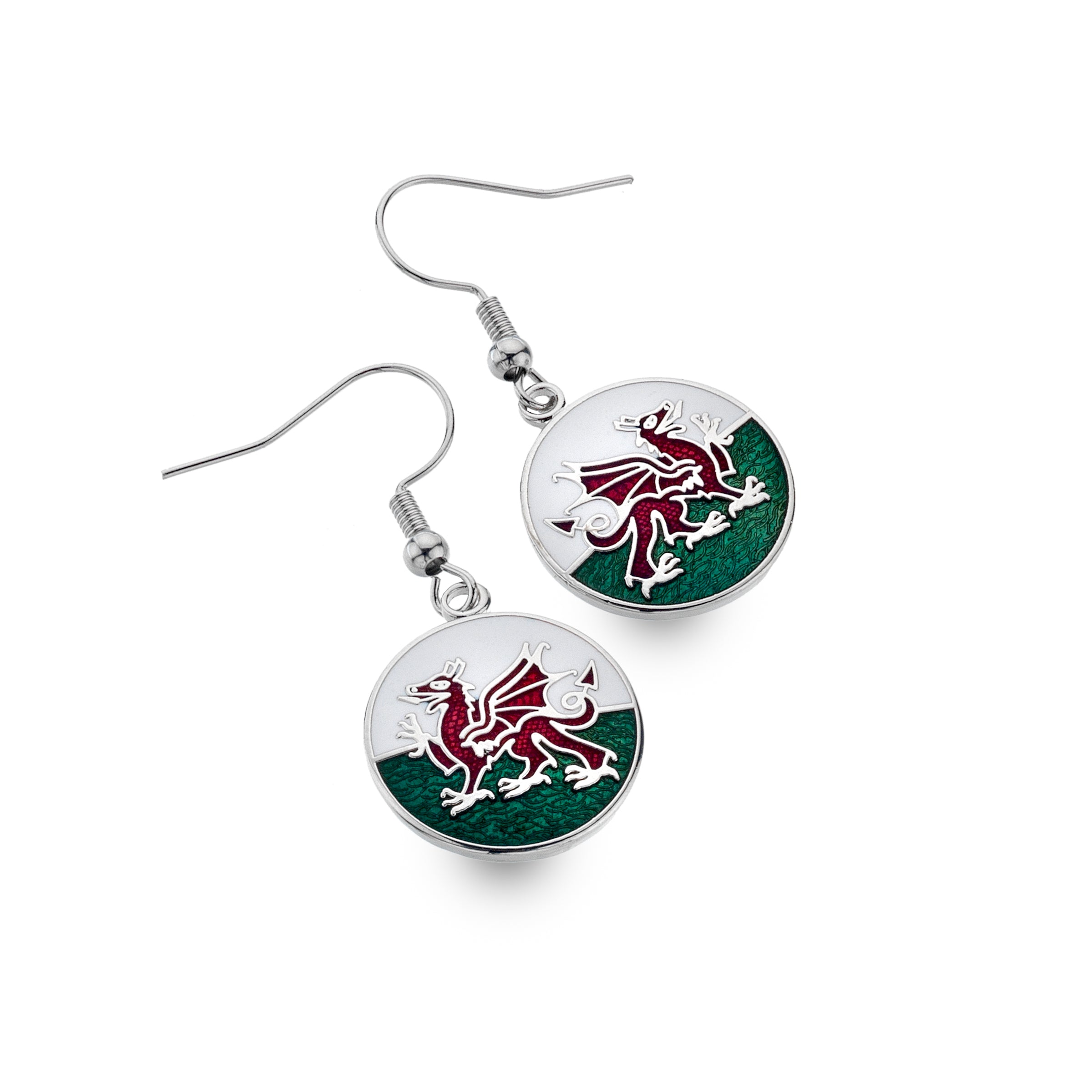 Welsh Dragon Enamel Earrings